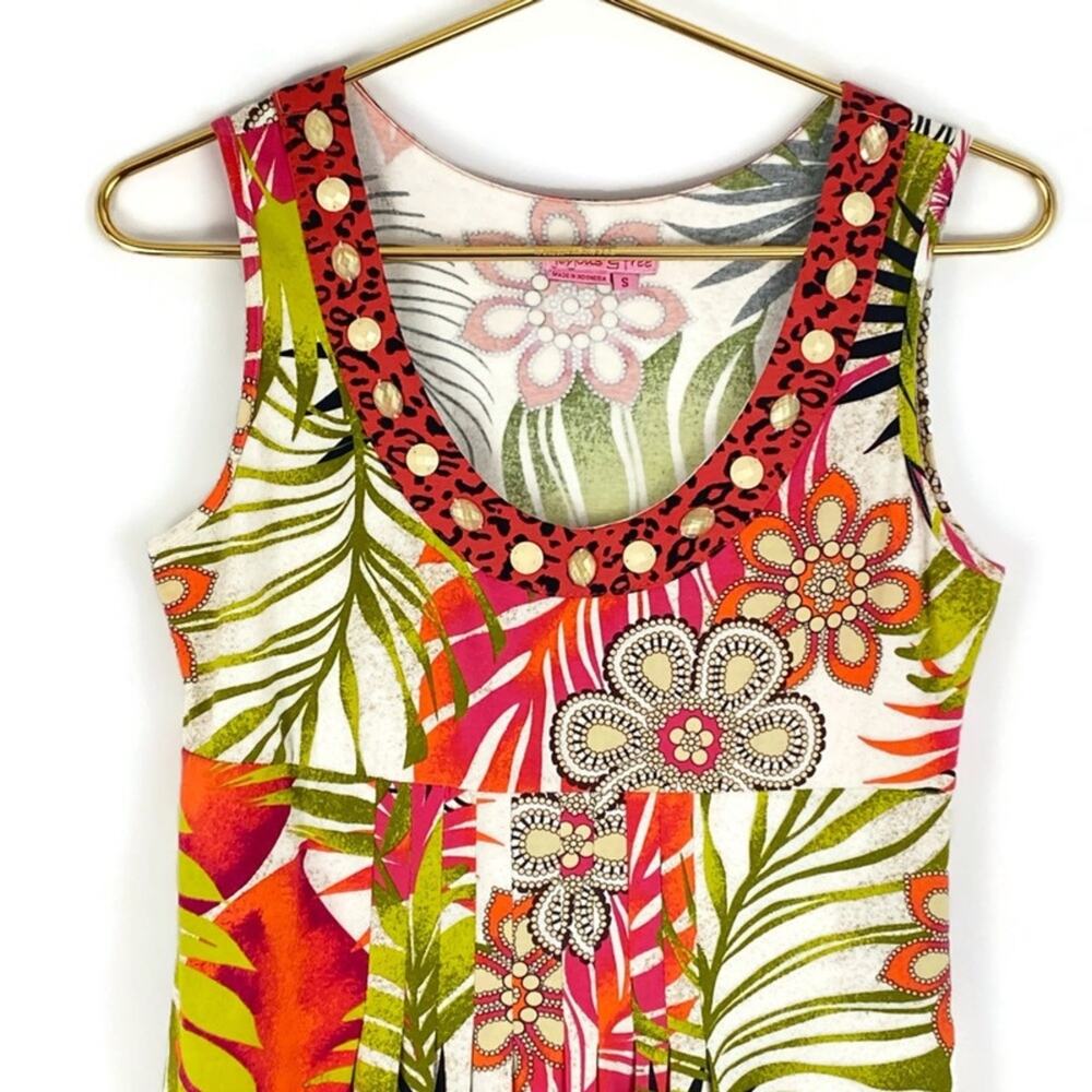 Joyous & Free Tropical Floral Print Sleeveless‎ Mini Dress Women's Size S - Picture 2 of 8